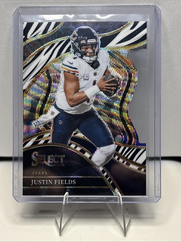 2023 Panini Select Club Level Justin Fields #249 Zebra Prizm Die-Cut Zebra Prizm - Image 1 of 2