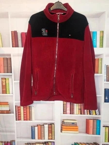 Tommy Hilfiger Vintage Fleece Jacket Red & Black (M) - Rare 2L Logo - Picture 1 of 9