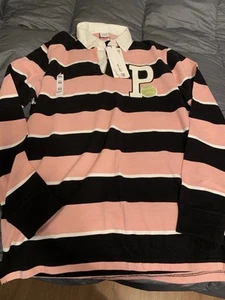 ZARA Patch Striped Polo Pink and Black, Unisex, Men size Medium - Picture 1 of 13