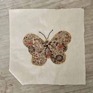 9 Patches Butterfly Handmade Patchwork Vintage Lot Of 9 Fabric Sewn Squares - Picture 1 of 19