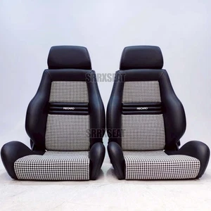 【1 PAIR】AUTHENTIC RECARO LSB WHITE HOUNDTOOTH【CUSTOMS MAY APPLY】 - Picture 1 of 12