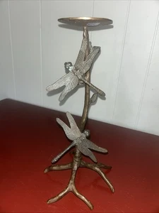 SPI Bronze Candleholder Dragonfly San Pacific Intl Bronze Patina 12 1/2" Tall - Picture 1 of 5