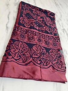 Vintage Laura Ashley ladies 80s scarf/evening wrap silk blend embossed red &navy - Picture 1 of 5
