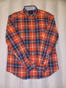 American Eagle Herren Medium orange blau kariert Langarm Knopfleiste Hemd - Bild 1 von 11
