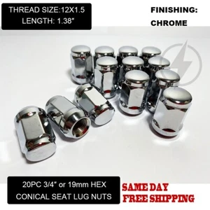 20 Chrome Bulge Acorn JDM Lug Nuts 12x1.5 Cone Seat For Honda Accord Civic Acura - Picture 1 of 6