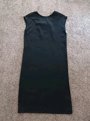 Vtg Ellen Tracy Dress Black Sz 10 Sleeveless Beaded Union Made USA NWT 80s  - Image 1 of 4