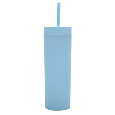 Double-layered Straw Tumbler with Lid,BPA-Free Skinny Cup,Reusable,16 oz(450 ml)