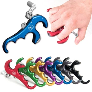 4 Finger Release Aids Thumb Trigger D Loop Ring Compound Bow Hunt Archery Shoot - Picture 1 of 19