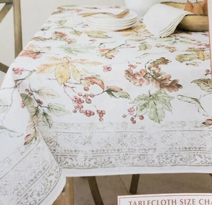 Printed Fabric Tablecloth,60"x84" Oblong(8-10 ppl)FALL LEAVES,ABSTRACT AUTUMN,BM - Picture 1 of 24