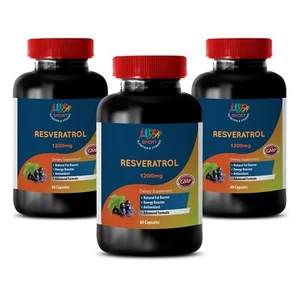 Grape Resveratrol - RESVERATROL SUPREME 1200MG - Helps Eleminate Fatigue - 3Bot - Picture 1 of 8