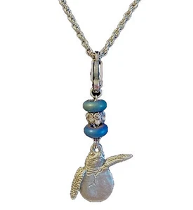 Unisex Pewter Signed 4” Sea Turtle Pendant On 18 In Thick Chain W Unique Clasp - Picture 1 of 5