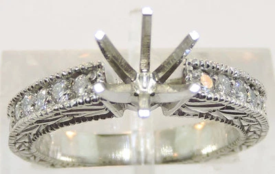 14K WHITE GOLD - DIAMOND (.35Ct) ENGAGEMENT 6-PRONG REMOUNT RING #6.75 - Image 1 of 4