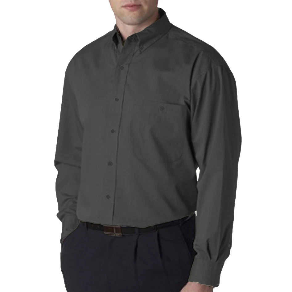 New Bill Blass Men's Wrinkle-Free Button-Down Collar Dress Shirt Charcoal Size M - Image 1 of 1