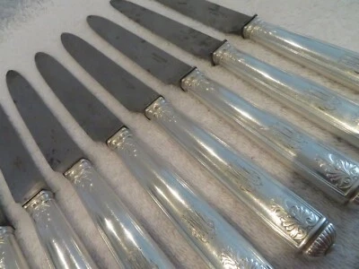 8 французских посеребренных обеденных ножей Christofle конца 19 века Malmaison empire st - Изображение 1 из 4