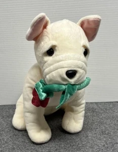 Martha Stewart French Bull Dog 12" Plush White Macy's Stuffed Rose Valentines - Picture 1 of 6