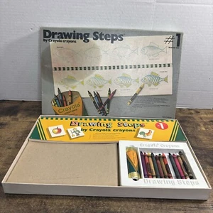 Vintage 1977 Crayola Drawing Steps #1 Starter Set W Crayons & Sharpener No. 7120 - Picture 1 of 17