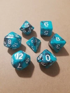 Polyhedral Gaming 7Pc Dice Set Turquoise/Black; DnD, Roleplaying, FREE SHIPPING - Picture 1 of 2