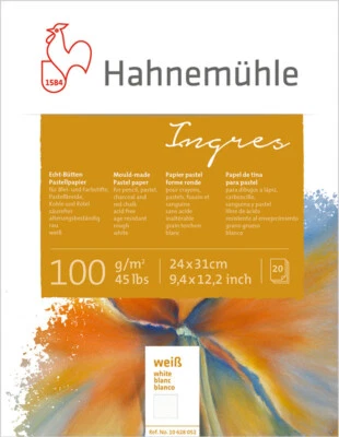 HAHNEMÜHLE FINEART GMBH Hahnemühle Echt-Bütten Ingresblock weiß 100g/m², 20 Blatt, verschiedene Größen