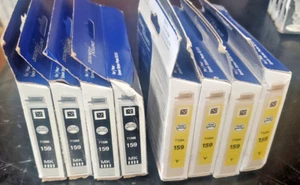 EPSON T159 INKS 10 CARTS 4 MATTE BLK & 6 YELLOW AS IN PICS FOR PHOTO R2000 - Picture 1 of 4