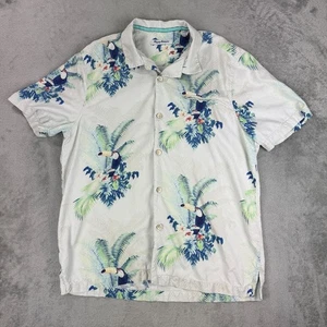 Tommy Bahama Tucán Floral AOP Para Hombres 100% Seda Camisa Hawaiana Tropical Campamento Grande - Imagen 1 de 9
