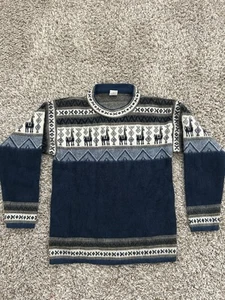 Andino Artesian Alpaca Wool Crewneck Sweater Made in Ecuador Kids Size 10 Blue - Picture 1 of 4