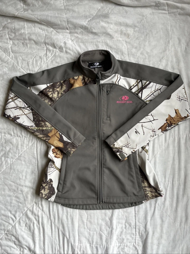 Chaqueta para mujer Mossy Oak blanca y gris de lana de nieve camuflada cremallera completa talla S usada en excelente estado bonita Foto 1 de 4