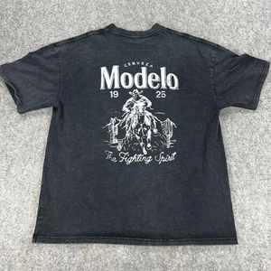 Modelo Cerveza Beer Shirt Mens Large Black Fighting Spirit Cowboy Graphic Tee - Picture 1 of 12