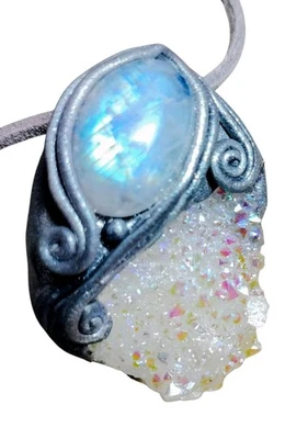 Collar Orígenes Semilla Estelar Ángel Aura Cuarzo Piedra Lunar Pléyades Joyería Foto 1 de 4