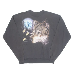 Vintage WOLF Womens Sweatshirt Grey 90s 2XL - Picture 1 of 6