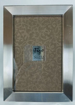 Marco Tizo de plata de ley de 7,25" x 5,25" para foto de 6x4” Italia acanalado Foto 1 de 4
