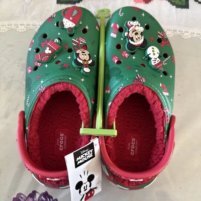 Crocs de Navidad de vacaciones Mickey Minnie forrados de lana Disney 2024 talla M5 W7 NUEVO Foto 1 de 4