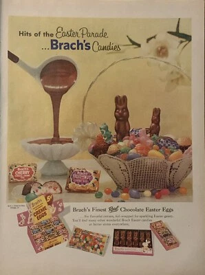 1957 Brachs Candies Pascua Impresión Anuncio Chocolate Huevos Conejitos Gominolas De Colección Años 50 Foto 1 de 4