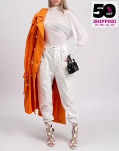 UVP415€ ISABEL MARANT Tapered Hose FR40 US8 UK12 L weiß High-Rise Plissee - Bild 1 von 9