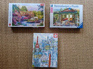 Lot de 3 puzzles 1000 pièces complets Ravensburger, Trefl Educa - Photo 1/4