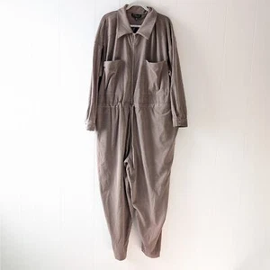 NWT Eloquii Cozy Brown Zip Long Sleeve One Piece Jumpsuit, Size 26/28 - Picture 1 of 5