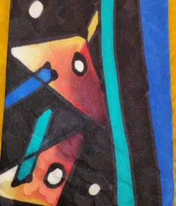 ROBERT DASKAL ~HAND PAINTED HANDPAINTED ART ~MENS TIE ~TRIANGLES & STRIPES ~ 58" - Picture 1 of 6