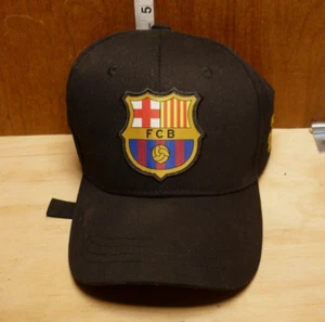 NEW FC Barcelona Hat Cap Black Adjustable Strap One Size Fits Licensed FIFA Club - Picture 1 of 8