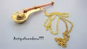 Brass Boatswain Whistle with Chain Bosun Call Pipe Nautical Marine Maritime Gift - Picture 1 of 3