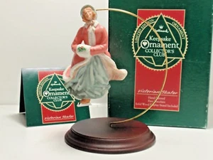 Victorian Skater hallmark ornament limited wood stand porcelain 1992 QXC406-7 - Picture 1 of 12