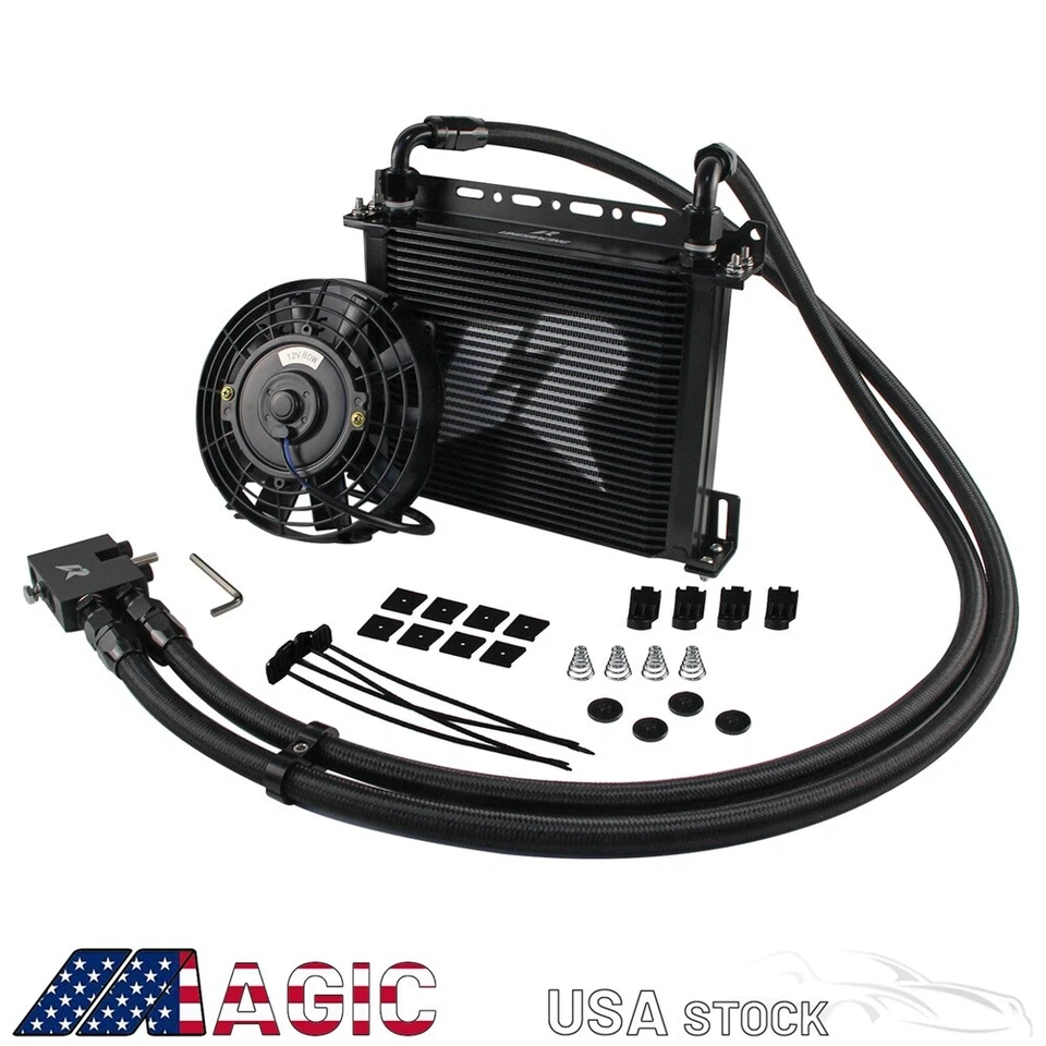 30 Row Oil Cooler Kit For BMW N54 135i E82 E90 335i 335xi E92 335is +7'' Fan - Image 1 of 4