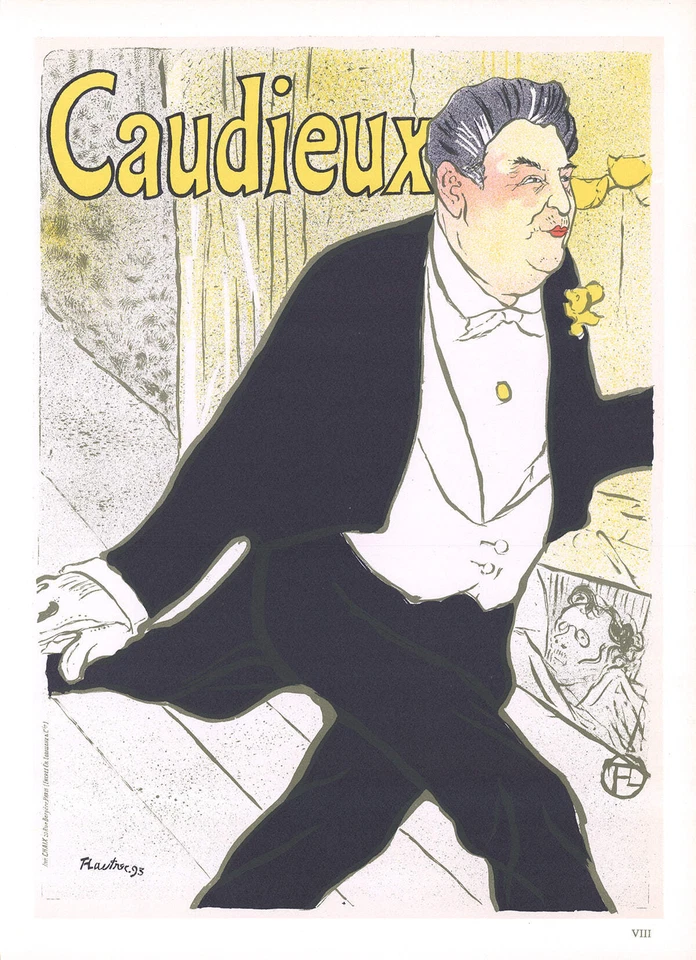 Litografía HENRI DE TOULOUSE-LAUTREC Caudieux 14,5" x 10,5" 1966 Art Nouveau Yel Foto 1 de 1