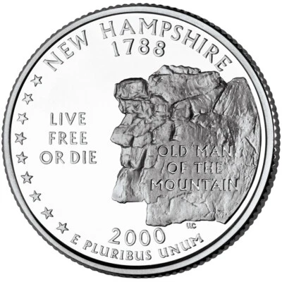 2000 D New Hampshire State Quarter.  Uncirculated From US Mint roll. - Image 1 of 3