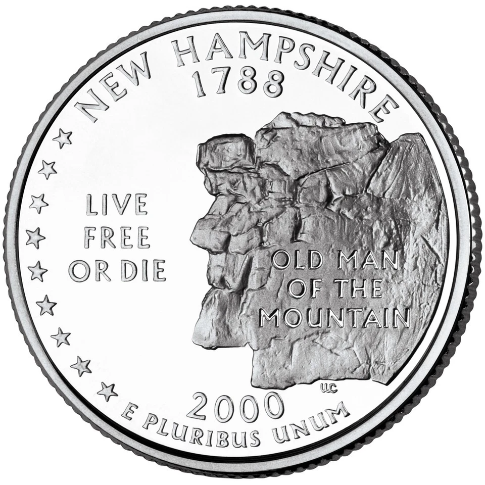 2000 D New Hampshire State Quarter.  Uncirculated From US Mint roll. - Image 1 of 3