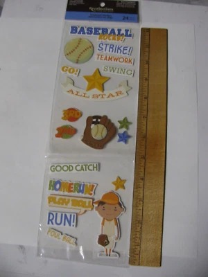 Pegatinas de aglomerado BÉISBOL recuerdos 1 hoja 4,25" X 12" Foto 1 de 2