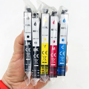 5-pack Sealed 822XL Ink Cartridges Generic 2 Black 1 Magenta 1 Cyan 1 Yellow - Photo 1/7