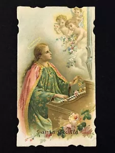 carta sacra cromolitografia santino immagine pieuse "SANTA CECILIA" - Foto 1 di 2