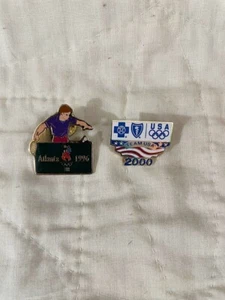 Lot 2 1996 and 2000 Olympic Pins 1996 Badminton Pin 2000 Team USA Blue Cross Pin - Picture 1 of 5