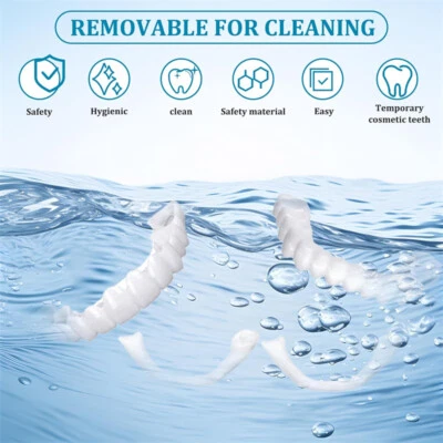 Snap on Veneers False Teeth Clip in Top and Bottom Dentures Cover Charming Smile