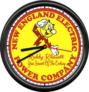 Reddy Kilowatt Electrician Utility Lineman New England Power Co. Sign Wall Clock - Picture 1 of 1