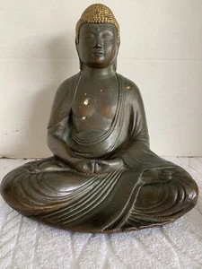 Bronze Thai Buddha Zen Lotus Position Sitting Meditation Peace Statue 9.5"  - Picture 1 of 12